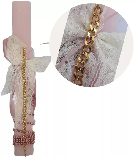 Πασχαλινη Λαμπάδα 2024 με χρυσο βραχιολι ατσαλι σε κερί αρωματικό 30cm 2023-LA-HBS2266