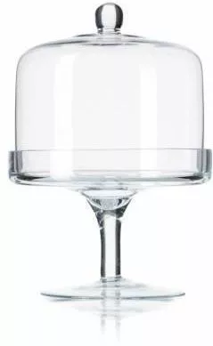 Τουρτιέρα Homestyle Γυάλινη με Καπάκι & Πόδι Διάφανη 19.5x30cm