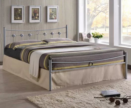 Κρεβάτι Dugan Διπλό Μεταλλικό με Τάβλες για Στρώμα 140x190cm Silver