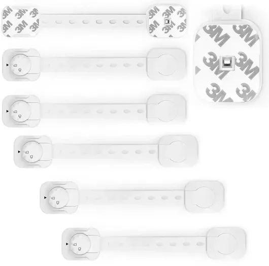 Ricokids Προστατευτικά για Ντουλάπια & Συρτάρια με Αυτοκόλλητο από Πλαστικό Λευκό 6τμχ