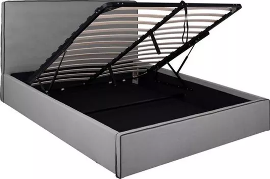 Κρεβάτι Allie Υπέρδιπλο Επενδυμένο με Ύφασμα με Αποθηκευτικό Χώρο & Τάβλες 160x200cm Γκρι