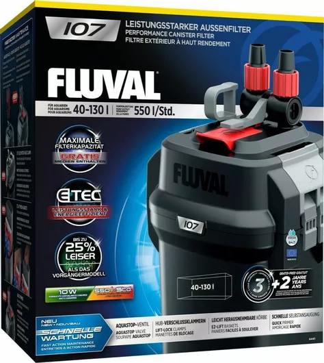 Φίλτρο Ενυδρείου Fluval 107 Εξωτερικό με Απόδοση 550lt/h & Ισχύ 10W