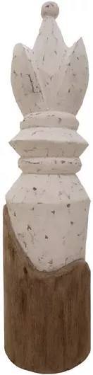 Επιτραπέζιο Διακοσμητικό Inart Kras Πιόνι Σκακιού Ξύλο 10x10x39.5cm Λευκό/Καφέ