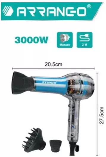 Πιστολάκι Μαλλιών Arrango AR48265 Επαγγελματικό 3000W Μπλε