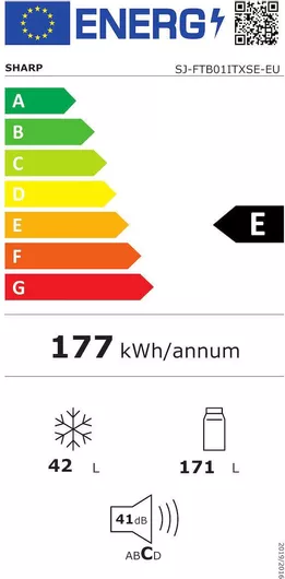 Ψυγείο Δίπορτο Sharp SJ-FTB01ITXSE 213lt Υ144xΠ54xΒ57cm Inox