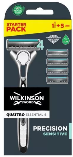 Shaving Razor Sensitive Wilkinson Quattro Essential 4 Precision & 5 Cartridges