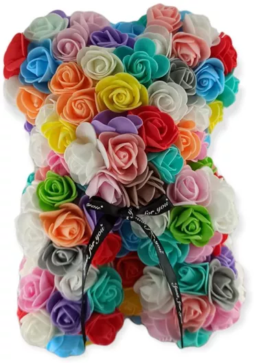 Αρκουδάκι από Τεχνητά Τριαντάφυλλα 25cm