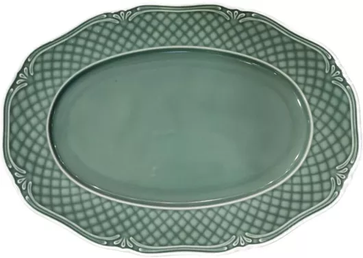 Πιατέλα Σερβιρίσματος Hausmann Οβάλ από Πορσελάνη 24x17cm Πράσινη
