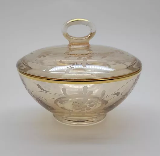 Φοντανιέρα Vintage Γυάλινη με Καπάκι Χρυσή