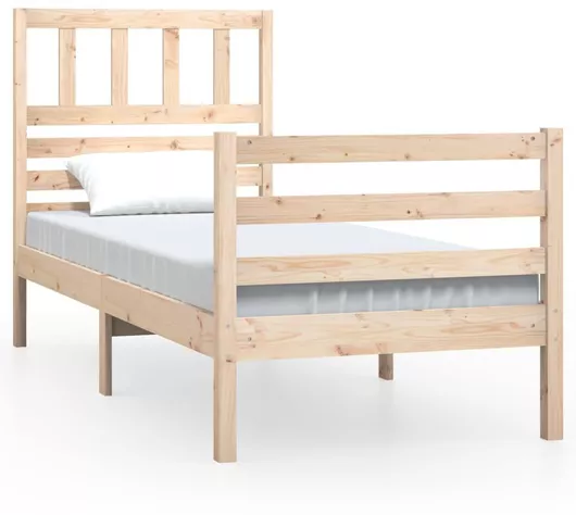 Κρεβάτι Μονό από Μασίφ Ξύλο για Στρώμα 75x190cm Φυσικό