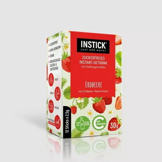 Χυμοί Instick σε Σκόνη Φράουλα Χωρίς Ζάχαρη 24gr 12τμχ