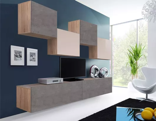 Σύνθετο Σαλονιού Lovis Μ120xΒ40cm Sonoma / Cement