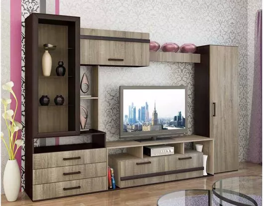 Σύνθετο Σαλονιού με Βιτρίνα Μ280xΒ42xΥ191cm Μπεζ