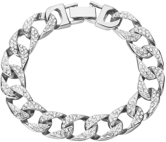 Cubano Bracelet 13mm Ασημί Από Ορείχαλκο