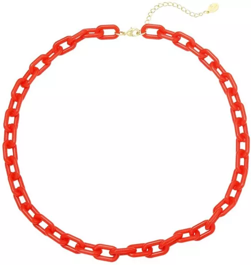 Red Acrylic Necklace Επιχρυσωμένο Απο Ανοξείδωτο Ατσάλι