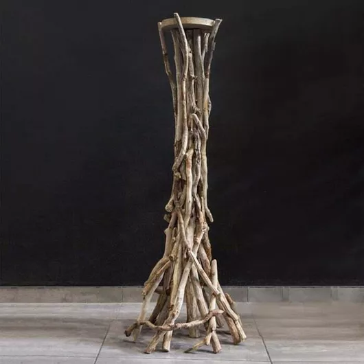 Βάση Λαμπάδας Γαμου απο Θαλασσοξυλα 1Μ Καφε