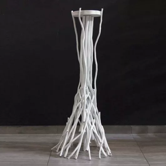 Βάση Λαμπάδας Γαμου απο Ξυλα Σαλιξ 1,2Μ (Λευκο)