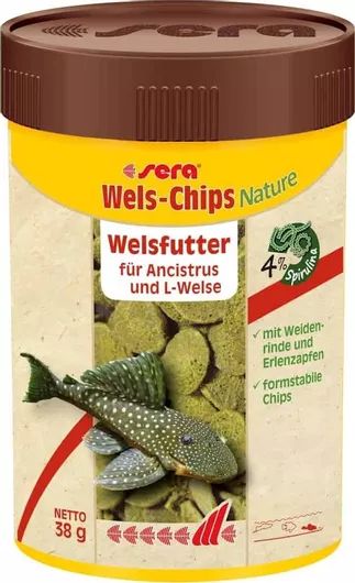 Τροφή για Τροπικά Ψάρια Sera Wels-Chips Nature σε Ταμπλέτες με Σπιρουλίνα 100ml