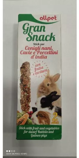  Λιχουδιές για Κουνέλι / Ινδικό Χοιρίδιο Gran Snack με Φρούτα 60gr 2τμχ