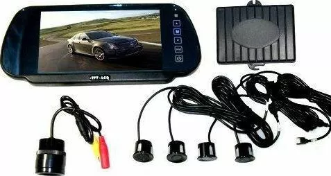 Σύστημα Παρκαρίσματος Αυτοκινήτου Καθρέπτης με Κάμερα & 4 Αισθητήρες Μαύρο