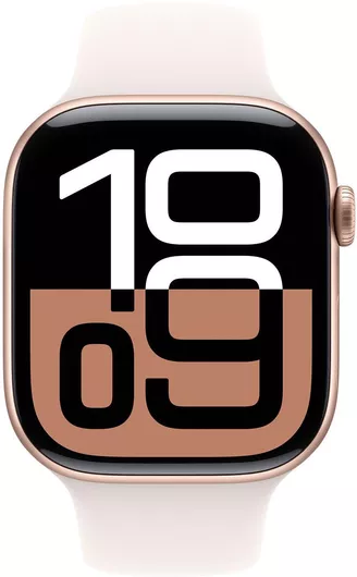 Apple Watch Series 10 Aluminium 42mm Αδιάβροχο με Παλμογράφο Rose Gold με Light Blush Sport Band S/M