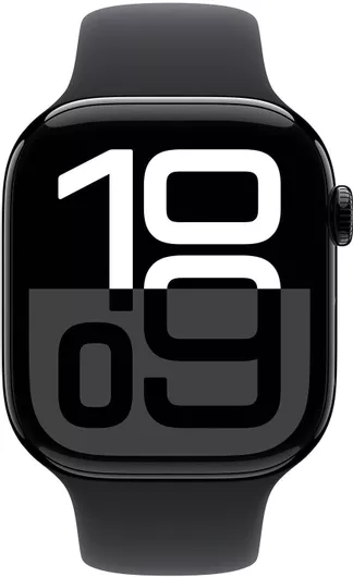 Apple Watch Series 10 Aluminium 42mm Αδιάβροχο με Παλμογράφο Jet Black με Black Sport Band S/M