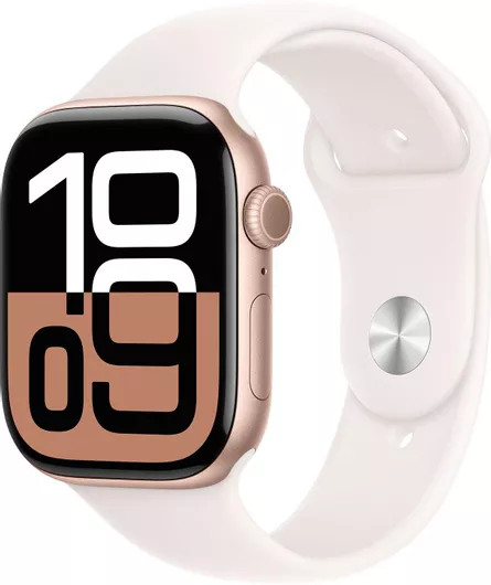 Apple Watch Series 10 Aluminium 46mm Αδιάβροχο με Παλμογράφο Rose Gold με Light Blush Sport Band M/L
