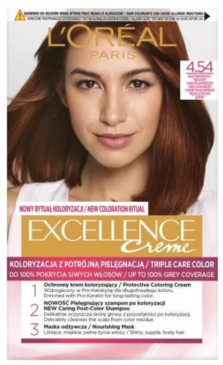 Βαφή Μαλλιών L'Oreal Paris Excellence Intense 4.54 Κόκκινο 48ml