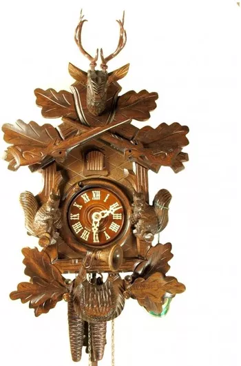 Ρολόι Τοίχου Κούκος Ελάφι Αντικέ Ξύλινο Με Εκκρεμές Καφέ