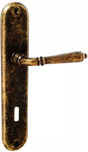 Πόμολο Μεσόπορτας με Πλάκα Α-350 Ζεύγος Απόσταση Κέντρων 90mm Μπρούτζινο Αντικέ