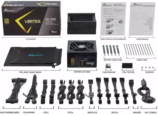 Seasonic Vertex GX 1000W Τροφοδοτικό Υπολογιστή Full Modular 80 Plus Gold