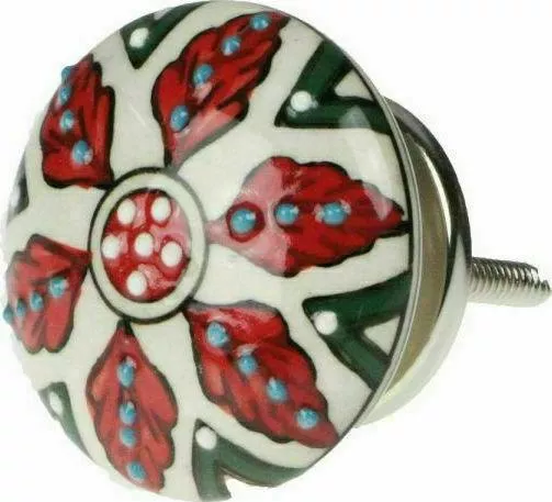 Synchronia Πόμολο Επίπλου από Κεραμικό σε Κόκκινο Χρώμα Φ46mm LI-544C-4050