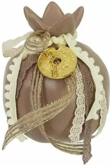 Marhome Χειροποίητο Κρεμαστό Γούρι Ρόδι Καφέ Κεραμικό 11x13cm