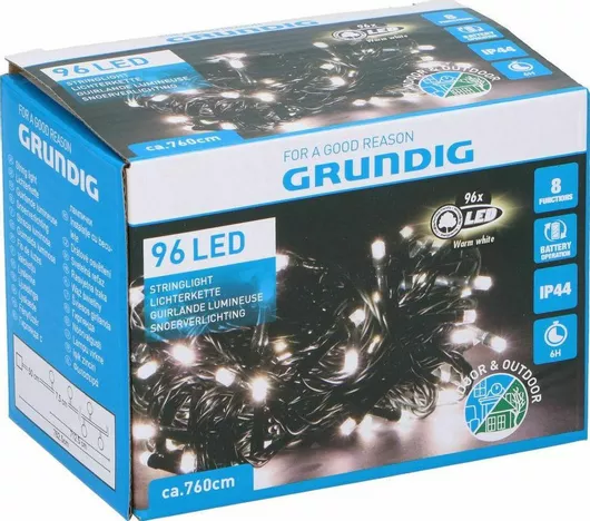 96 Λαμπάκια LED 7.6μ. Θερμό Λευκό Μπαταρίας σε Σειρά 4τμχ Grundig