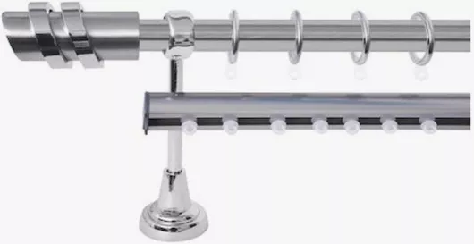 Κουρτινόξυλο Διπλό Με Σιδηρόδρομο 25 140cm Νίκελ Ματ No4