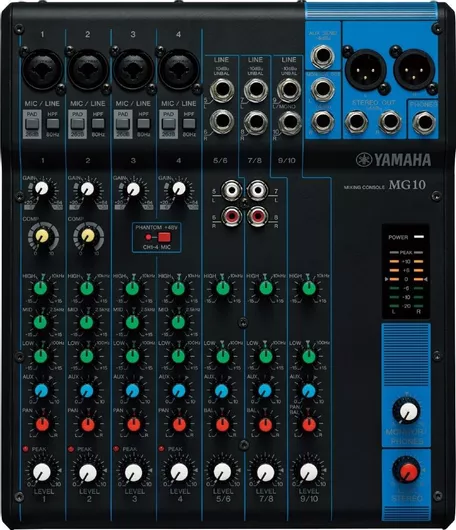 Αναλογική Κονσόλα Yamaha MG-10 10 Καναλιών με Phantom Power & 4 Εισόδους XLR