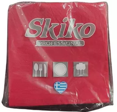 Χαρτοπετσέτες Πολυτελείας Skiko 2Φ 33x33cm 100τμχ Κόκκινο