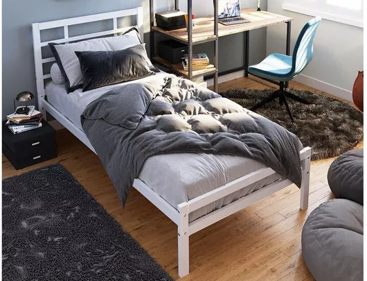 Κρεβάτι Ibiza Ημίδιπλο Μεταλλικό με Τάβλες για Στρώμα 120x200cm Λευκό