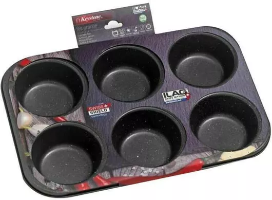 Φόρμα Ζαχαροπλαστικής Keystone Jumbo για Cupcakes/Muffins από Αλουμίνιο 6 Θέσεων 31.3x21.5x4cm
