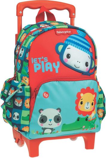 Σχολική Τσάντα Τρόλεϊ Νηπιαγωγείου Fisher Price Mini Monkey 25x15x30cm Κόκκινο