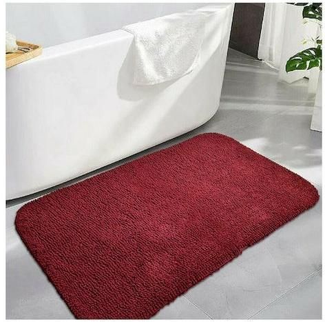 Πατάκι Μπάνιου Lino Home Ring 2500000605 Βαμβακερό 80x50cm Μπορντό