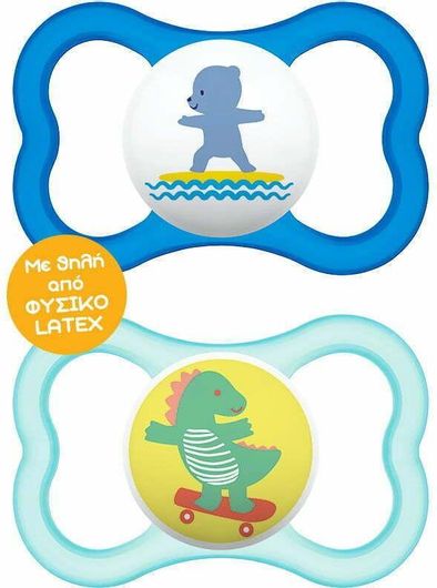 Πιπίλες Mam Ορθοδοντικές Καουτσούκ Air Αρκουδάκι - Δεινόσαυρος 2τμχ για 16+ Μηνών Μπλε Πράσινο