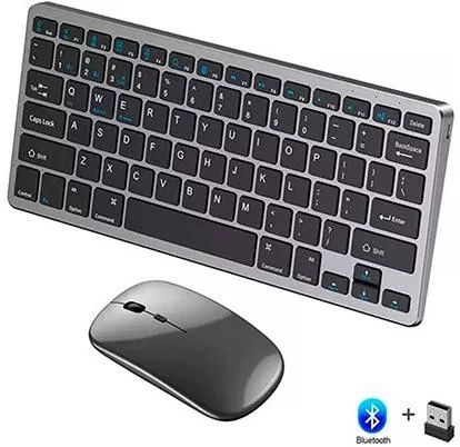 Σετ Πληκτρολόγιο & Ποντίκι Weibo WB-8077 Ασύρματο Bluetooth Αγγλικό US Γκρι