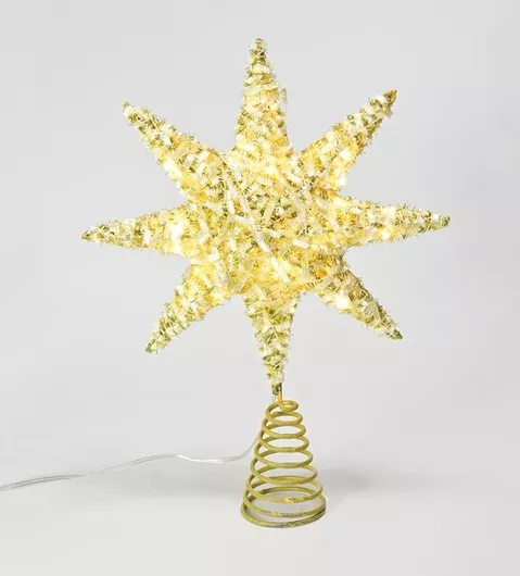 Aca Χριστουγεννιάτικο Κρεμαστό Αστέρι Ασημί Φωτιζόμενο