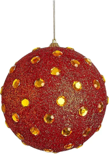 JK Home Decoration Χριστουγεννιάτικη Κρεμαστή Μπάλα Πορτοκαλί 15εκ.