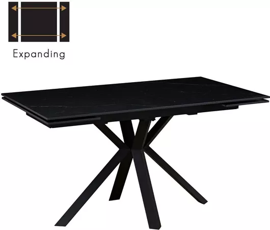 Τραπέζι Grada Επεκτεινόμενο με Μαρμάρινη Επιφάνεια / Οψη Μαρμάρου 140+60x80x75cm Μαύρο