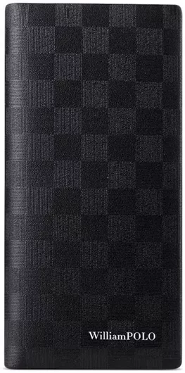 Ανδρικό Πορτοφόλι William Polo Δερμάτινο Καρτών με Μηχανισμό Slide Μαύρο
