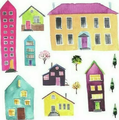 Παιδικά Διακοσμητικά Αυτοκόλλητα Τοίχου RoomMates Decor Watercolor Village 14τμχ