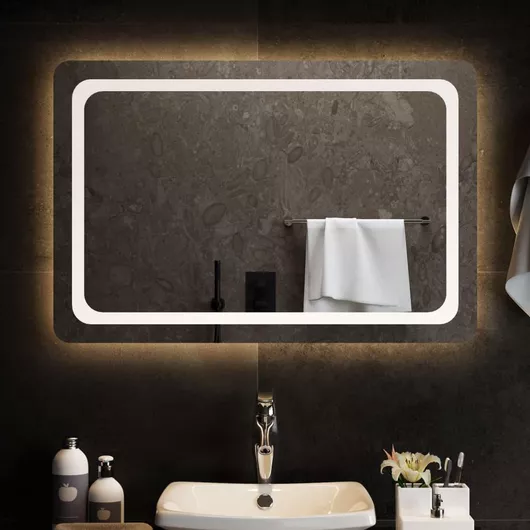 Καθρέπτης Μπάνιου vidaXL Ορθογώνιος Led 90x60cm