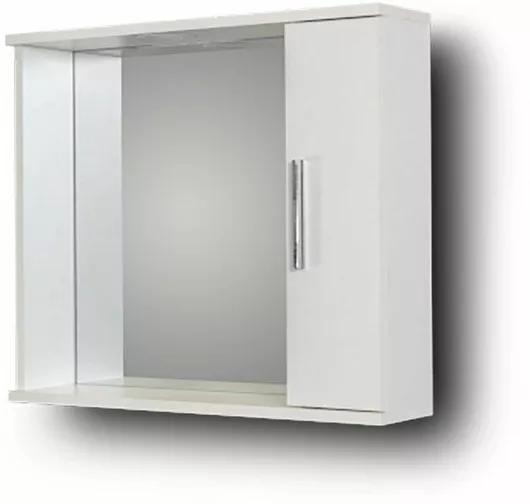 Καθρέπτης Μπάνιου από MDF με Ράφι & Ντουλάπι 50x50cm Λευκό